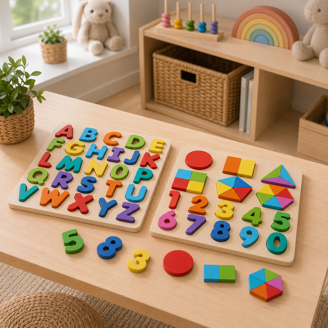 Wooden Shape Number Puzzle