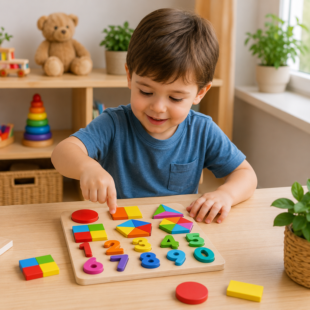 Wooden Shape Number Puzzle