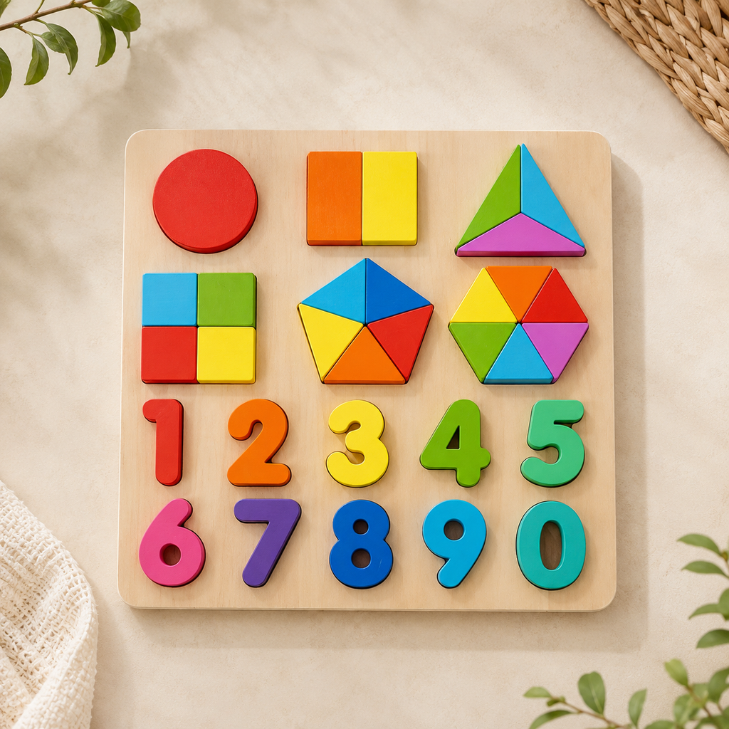 Wooden Shape Number Puzzle