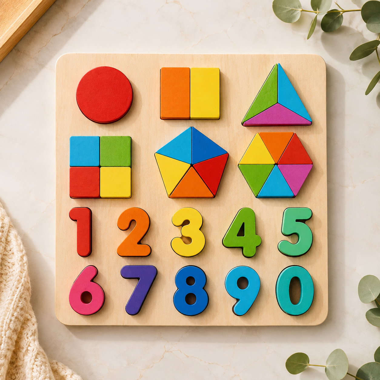 Wooden Shape Number Puzzle